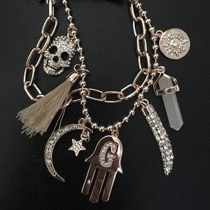 Guess Hamsa Moon Star Horn Crystal Skull Medallion